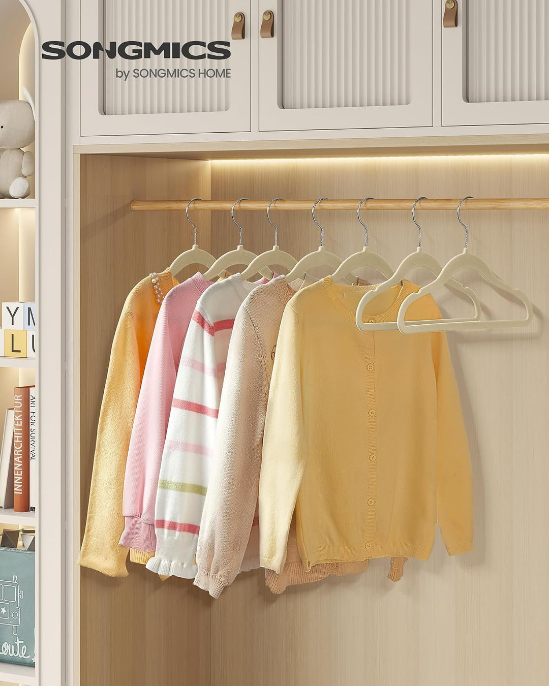 SONGMICS Kinderkleiderbügel, 50er Set Kleiderbügel Kinder, Baby-Kleiderbügel, Bügel Samt, 360° drehb