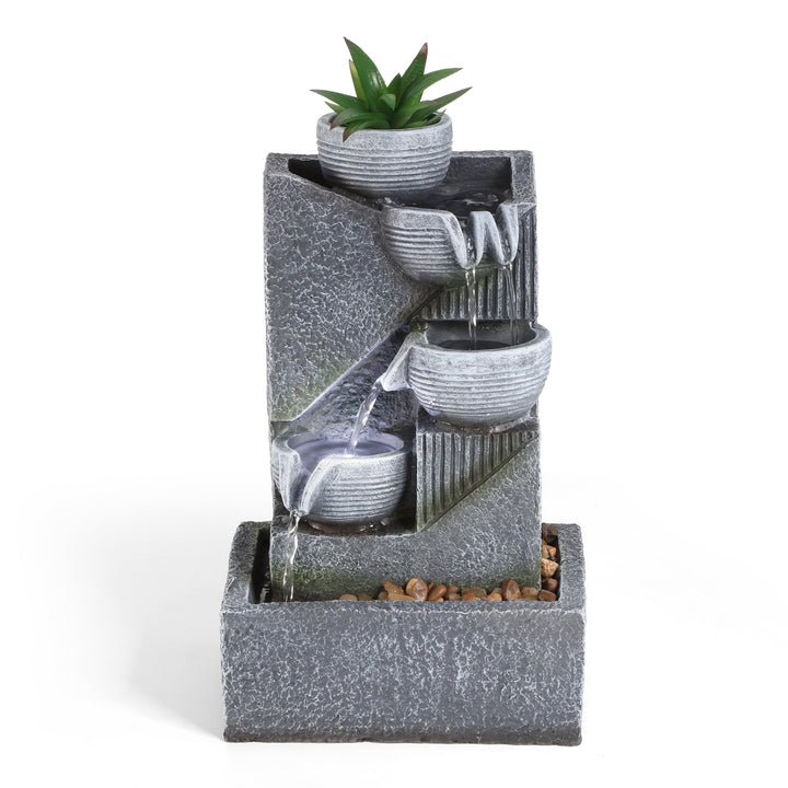 Dyna-Living Zimmerbrunnen Tischbrunnen mit Rollender Kugel