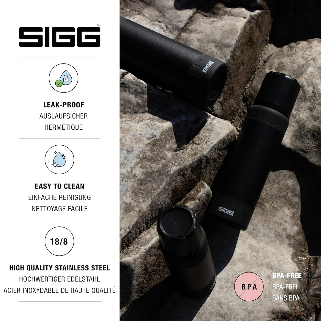 SIGG - Isolierte Trinkflasche - Thermosflasche Alpine Star Black, mit Becher - 27 St. Heiss, 100 St.