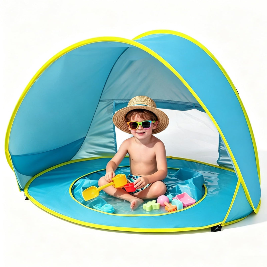Strandmuschel Baby - Pop Up Strandmuschel UV Schutz 50+ - Strandzelt Baby mit Pool - Strandzelt Baby