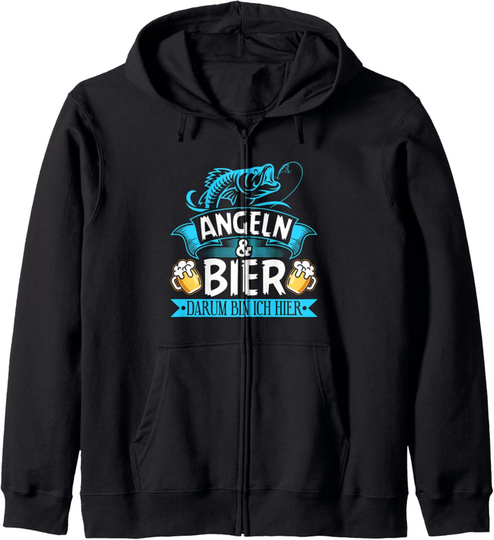 Angeln Bier Darum Bin Ich Hier Geschenk Papa Angler Kapuzenjacke