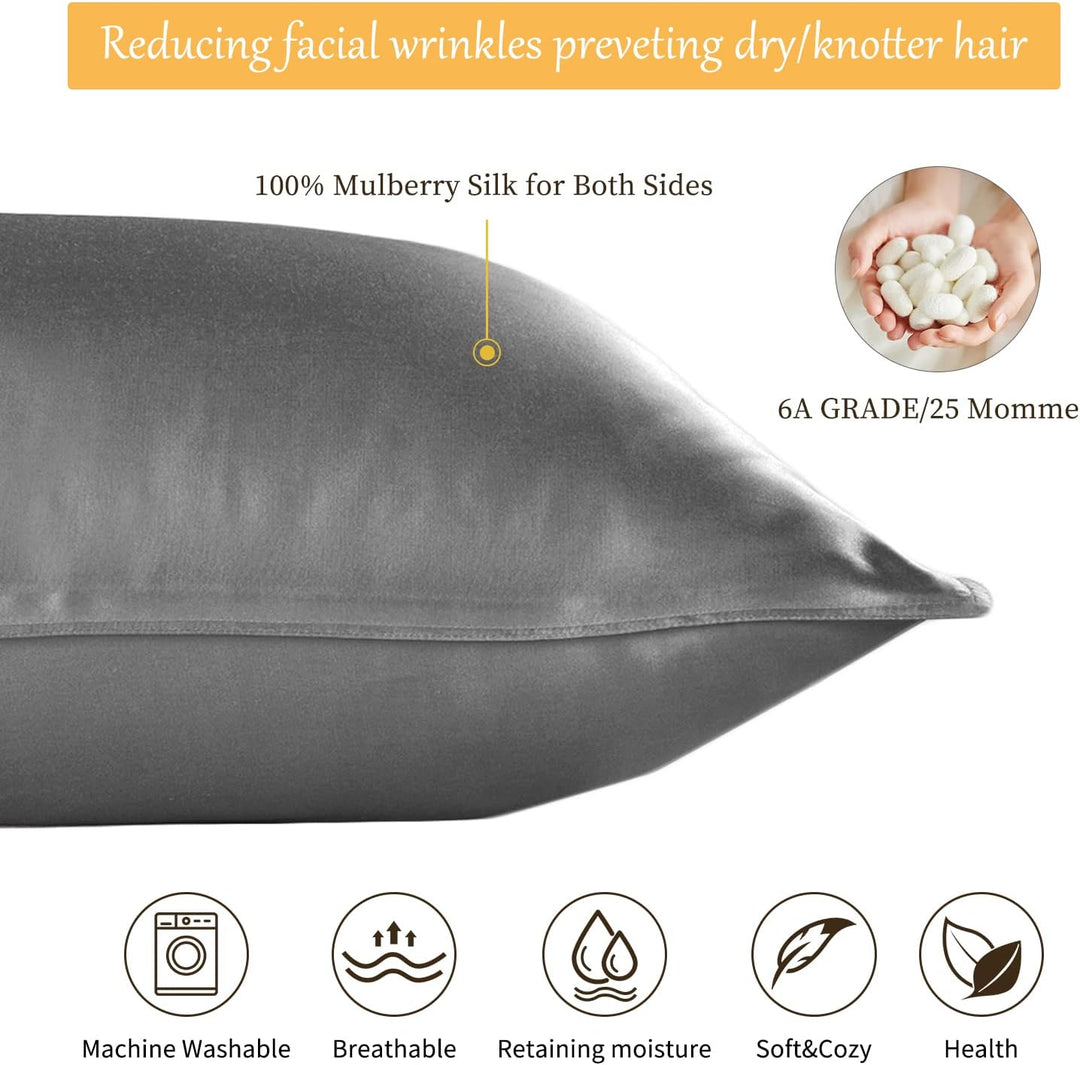 Since Silk Seiden Kissenbezug, 25 Momme Kissenbezug aus Doppelseitige 100% Maulbeerseiden Kopfkissen
