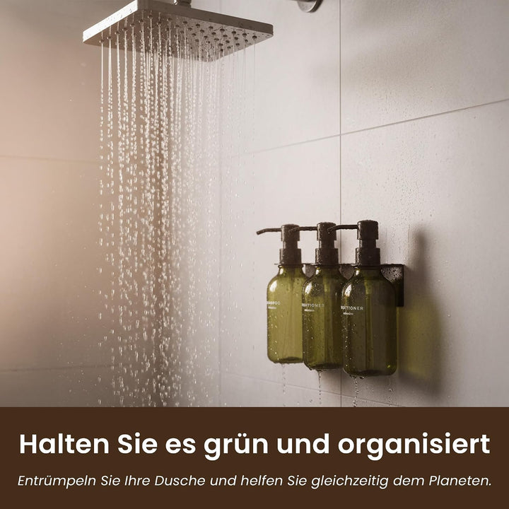 MaisoNovo Seifenspender Dusche Ohne Bohren 3er Set - 500 ml Grün Seifenspender Wandbefestigung Wandm
