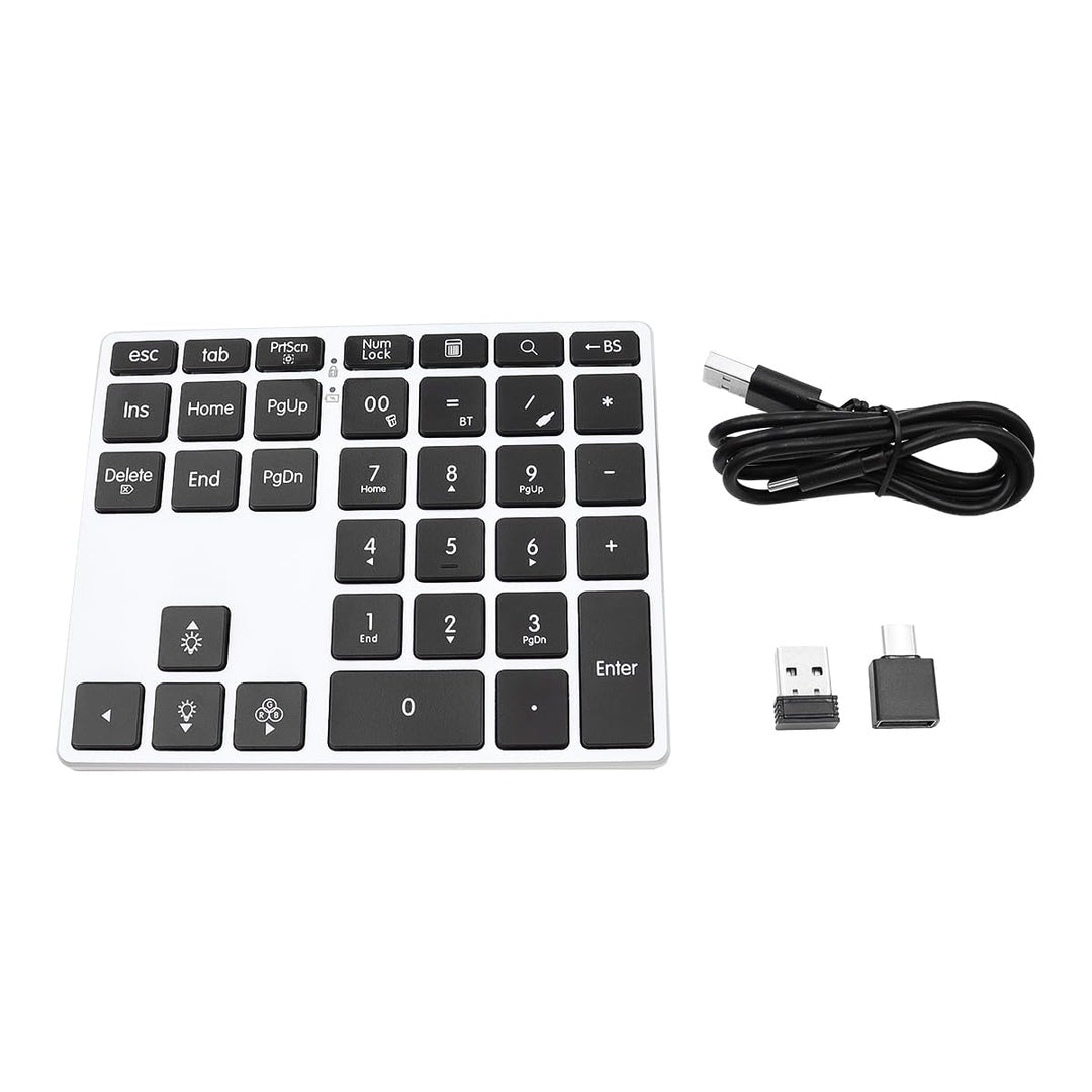 Riven Bluetooth Numeric Keypad, 34 Tasten Wiederaufladbare Wireless Numeric Keypad mit 7 Farben Hint