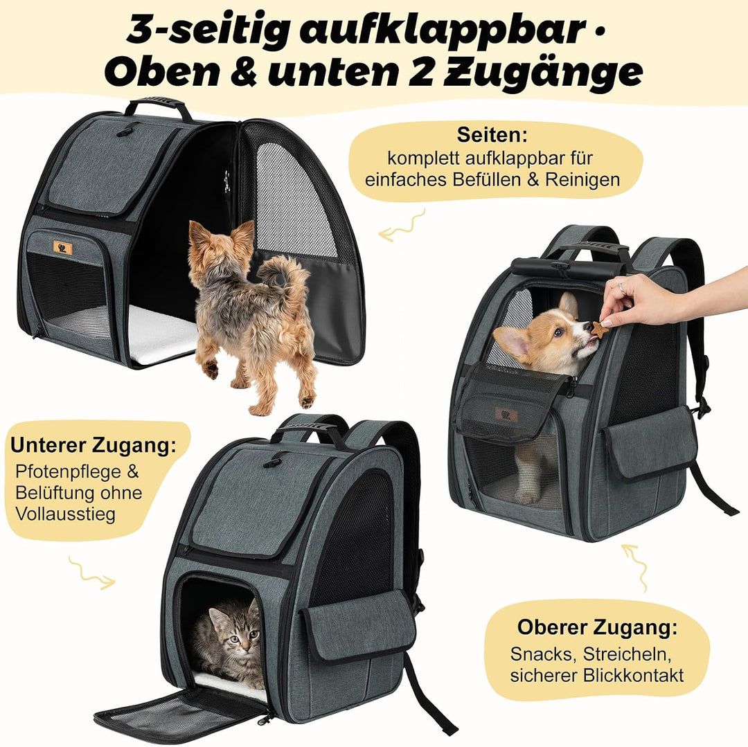 Aystkniet Katzenrucksack &amp; Hunderucksack bis 10kg, Grosse Haustier Transporttasche mit 270° Belüftun