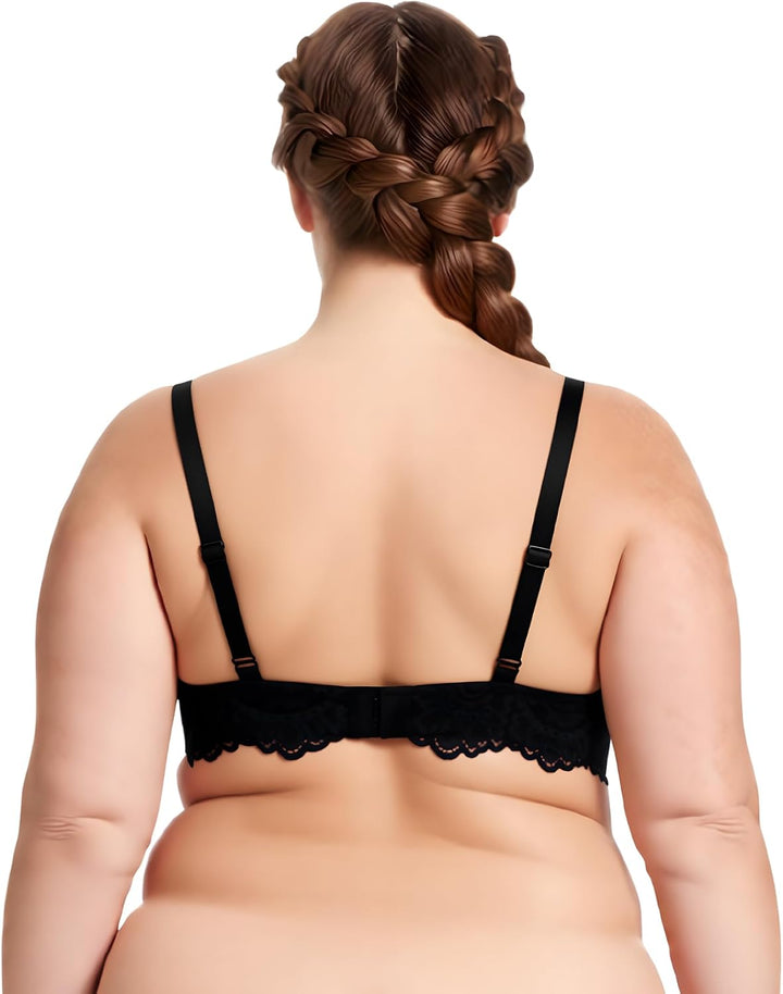 Curve Muse Damen Bügel Übergrössen +1,5 Tassen-BHS 100D Heisses Rosa,schwarz(2er Pack), 100D Heisses