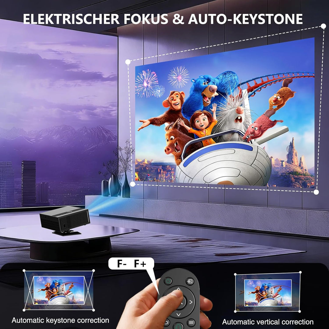 [Google TV &amp; Offizielle Apps] Beamer 4K 8K Unterstützt, Smart Beamer Heimkino 1080P FHD, Autofokus &amp;