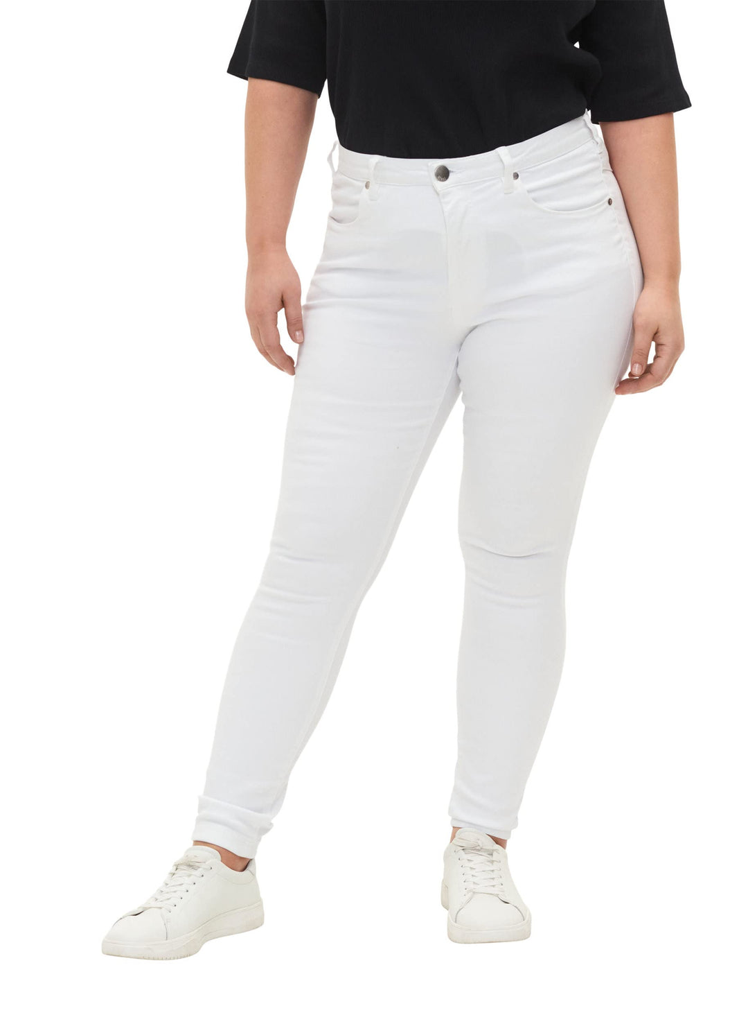 Zizzi Damen Grosse Grössen Amy Jeans Hohe Taille Slim Gr 42W / 30L Weiss, 42W / 30L Weiss