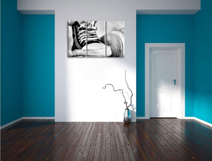 Pixxprint Trendige Schuhe / 3-Teilig/Gesamtmass 120cm Leinwandbild bespannt auf Holzrahmen/Wandbild