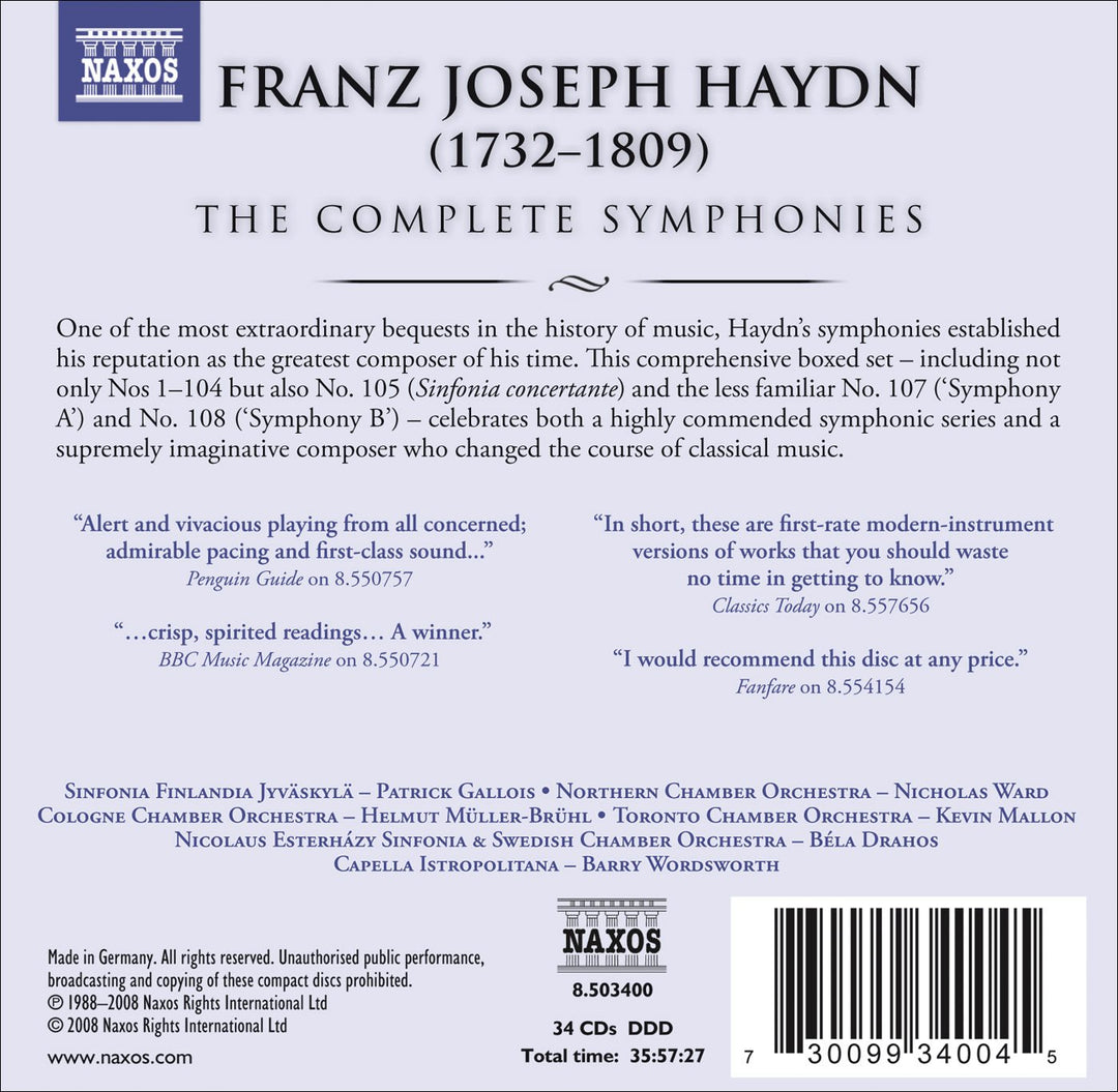 Komplette Symphonien, Audio-CD