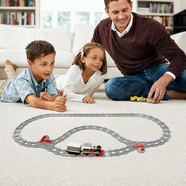 47 PCS Bausteine Eisenbahn Schienen Set kompatibel mit Duplo Zug City 47pcs, 47pcs