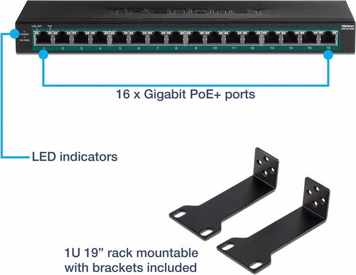 16-Port Gigabit PoE+-Switch
