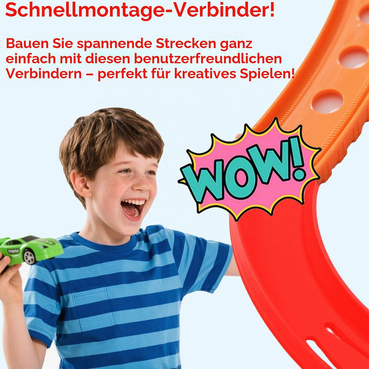 8 Stück Gebogene Schienenstücke Kompatibel mit Hot Wheels Spielzeugautos, ABS Rennstreckenverbinder