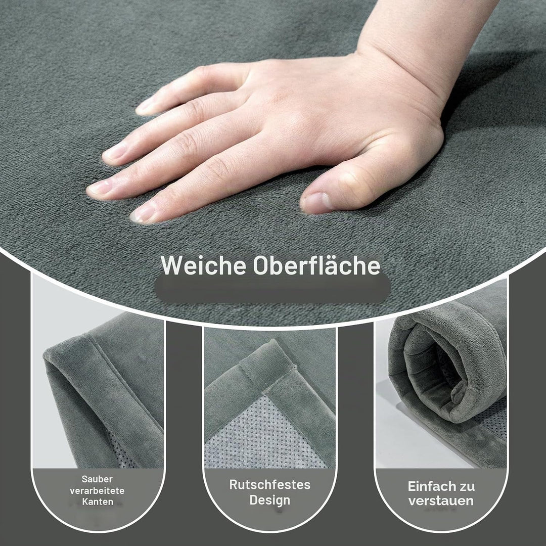 Baby Krabbelmatte Memory-Schaum Spielmatte 200x150x2,5 cm Kinderteppich Weicher Rutschfester Unterse