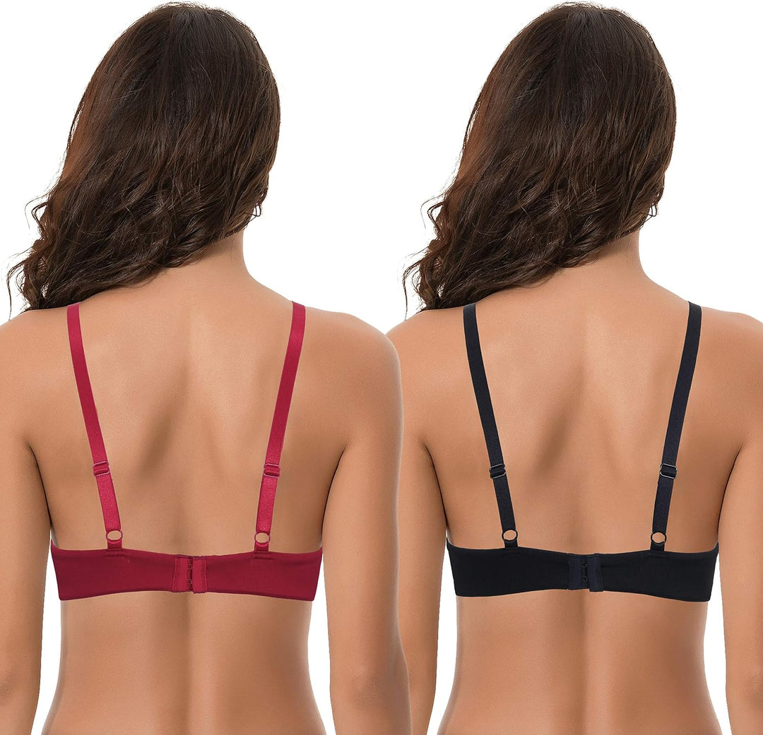 Curve Muse Damen Übergrösse +1,5 Tassen Bügel Spitzen-BHS 105B Schwarz,rot(2er Pack), 105B Schwarz,r