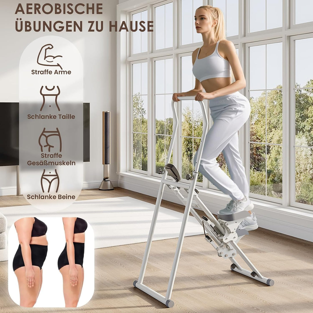 Mdeam Stair Stepper für Zuhause, Vertical Climber mit Haltegriff Weiss, Weiss