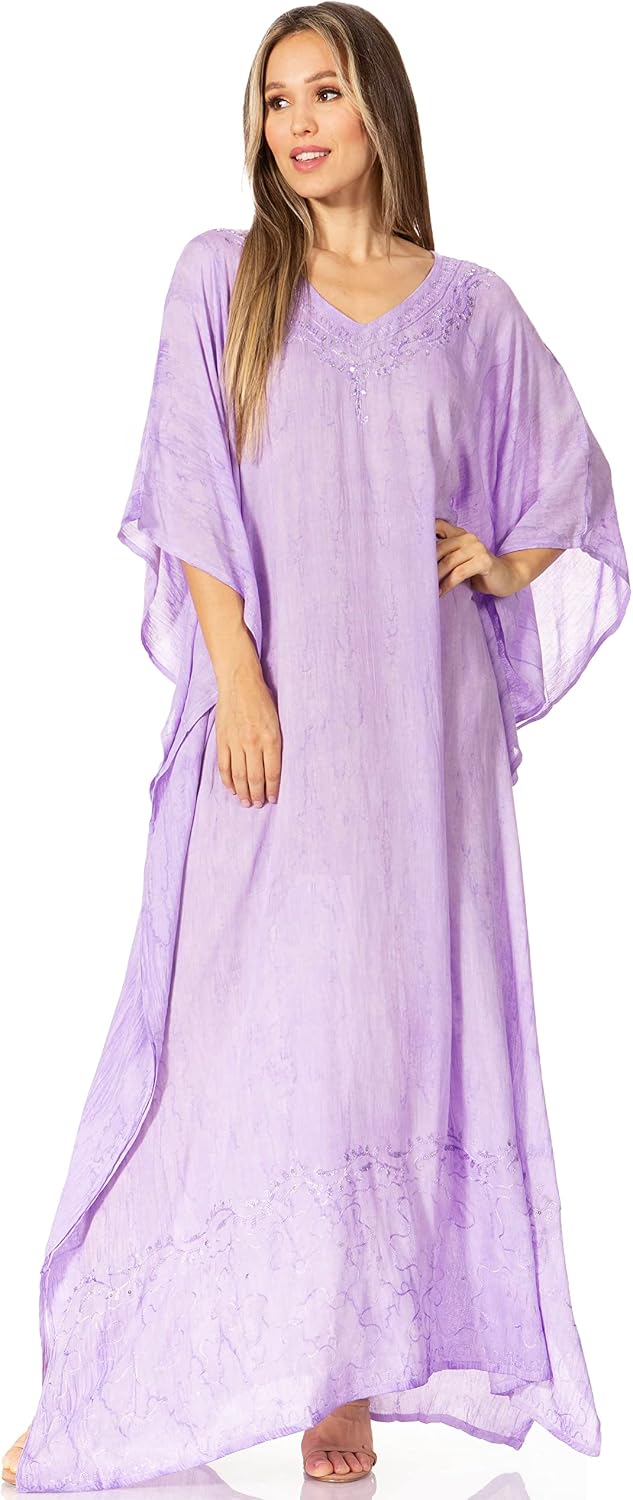 Sakkas Catia Damen Boho Lässig Lang Maxi Caftan Kleid Kaftan Vertuschung LougeWear Einheitsgrösse 22