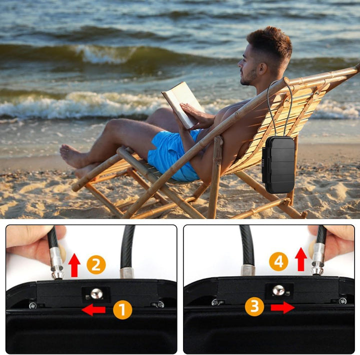 Tragbarer Safe Tresor für Zuhause &amp; Strandtresor Wasserdicht – Abschliessbare Box mit Zahlenschloss,
