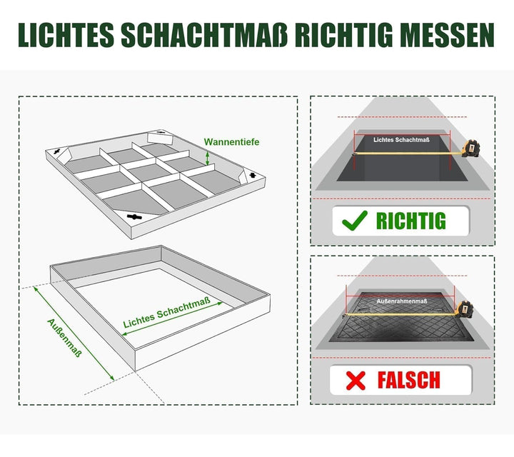 Schachtabdeckung Edelstahl V2A Lichte Weite: 600x450 mm | H: 60 mm Lichte Weite: 600 x 450 mm, Licht