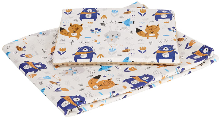 Medi Partners Babydecke Krabbeldecke mit Kissen 100% Baumwolle Minky Kinderdecke gross zweiseitig 75