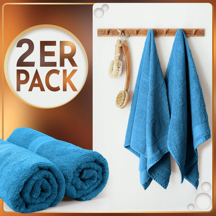 NatureMark 2er Pack SAUNATÜCHER Premium Qualität 80x200cm SAUNATUCH Sauna-Handtuch 100% Baumwolle Fa