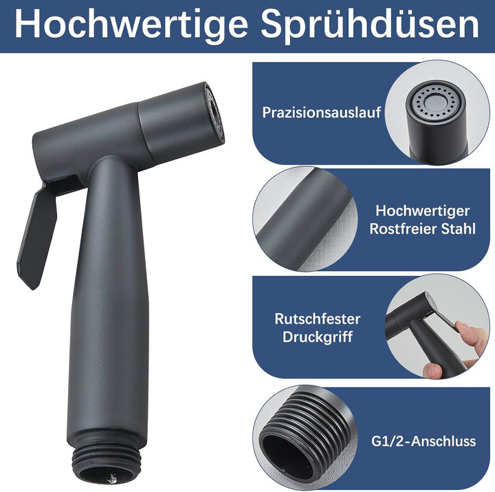 Bidet Handbrause Sprühkopf mit Handbrause Schlauch und Halter Bidet Dusche für Standard G1/2 Anschlu
