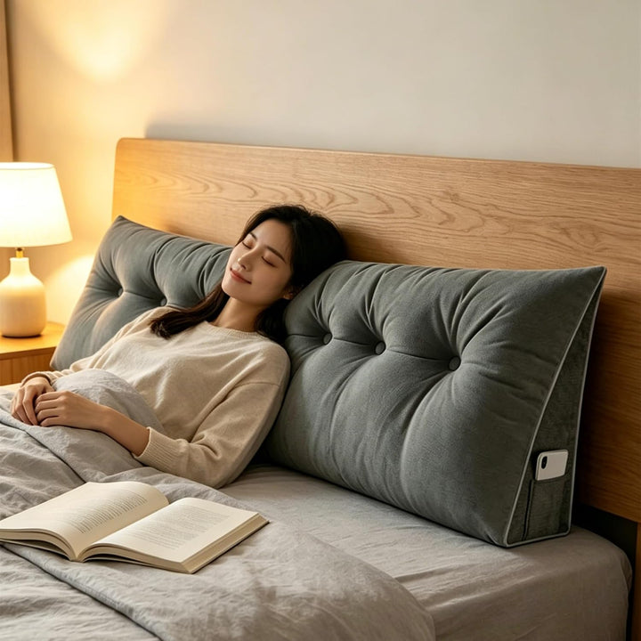 Rückenkissen 160 cm Breit - Lesekissen für Bett und Sofa Keilkissen Rückenpolster Kissen mit Waschba