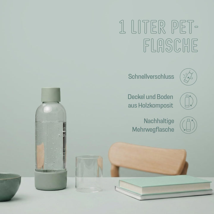 Mysoda: Wasserflasche für Wassersprudler, BPA-freies Plastik, mit Quick-Lock Schnellverschluss, Deta
