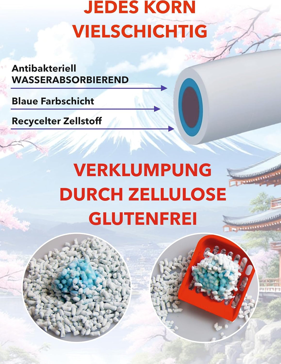 Katzenstreu Klumpend | Klumpstreu für Katzen | Katzenstreu | 100% pflanzliche Katzen Klumpstreu Avec