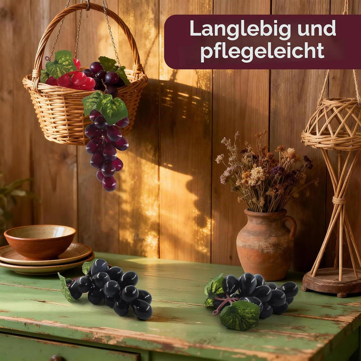 künstliche Trauben 6-Bündel mit 3-Strängen gefälschte Traubenreben hängen Pflanzenblätter für Hochze