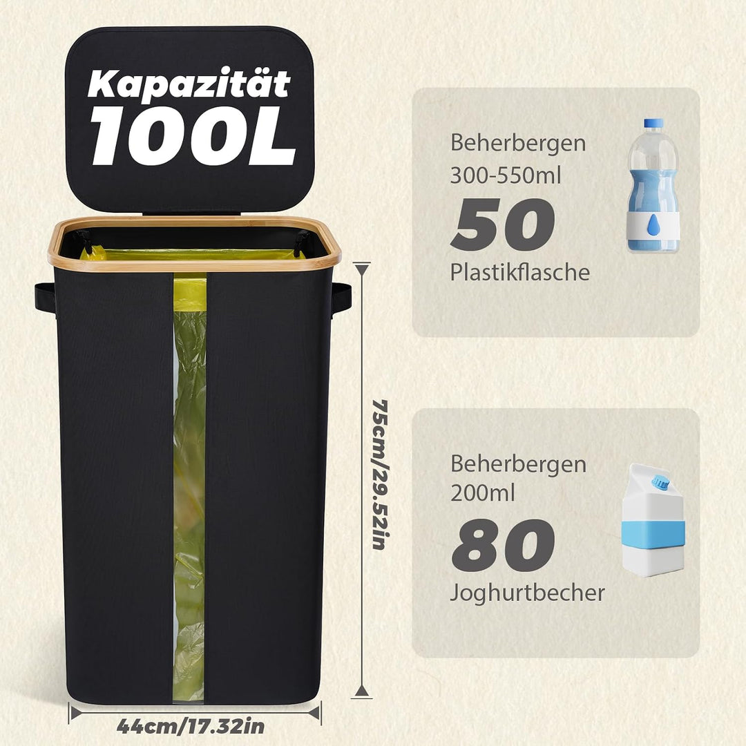 Gelber Sack Ständer Stabil, Mülleimer, Ständer Gelber Sack mit Transparentem Fenster 100l, Müllsackh