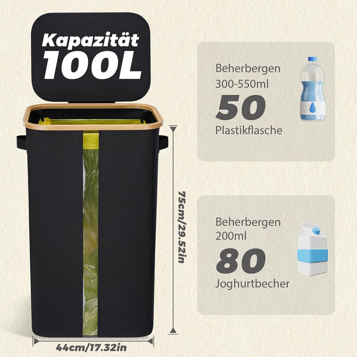 Gelber Sack Ständer Stabil, Mülleimer, Ständer Gelber Sack mit Transparentem Fenster 100l, Müllsackh