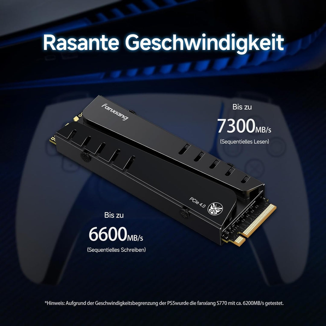 fanxiang S770 2TB PCIe 4.0 NVMe SSD M.2 2280 interne Solid State Drive, mit konfiguriertem DRAM Cach