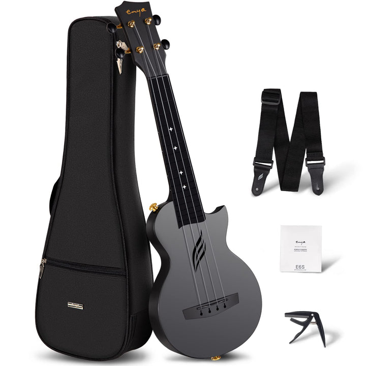 Enya Ukulele Sopran Nova U 21 Zoll Mini Kohlefaser Wasserdicht Ukulele mit Ukulele Anfänger Set Inkl