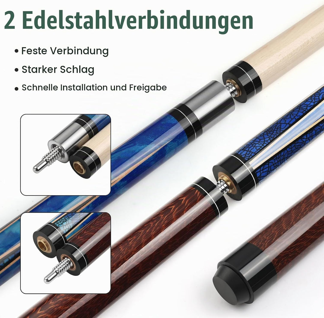 Pool Queue, 58 Zoll Billard Queue Hardwood Pool Cue 13mm Spitzen für Professionelle Billardspieler,