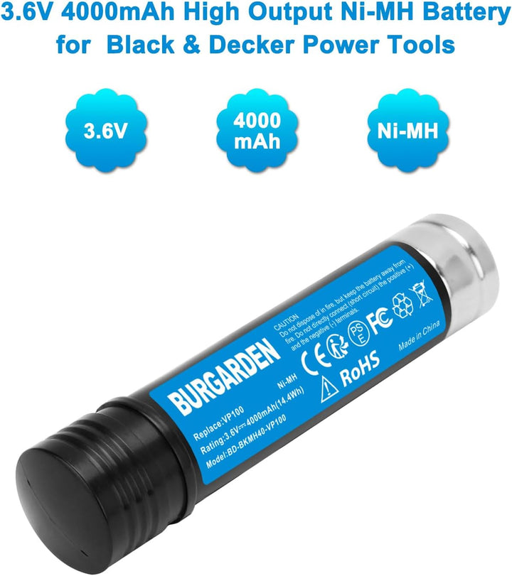 3.6V 4000mAh NI-MH Akku für Black &amp; Decker Versapak VP100 VP130 VP100C 1x 4 Ah Akku, 1x 4 Ah Akku