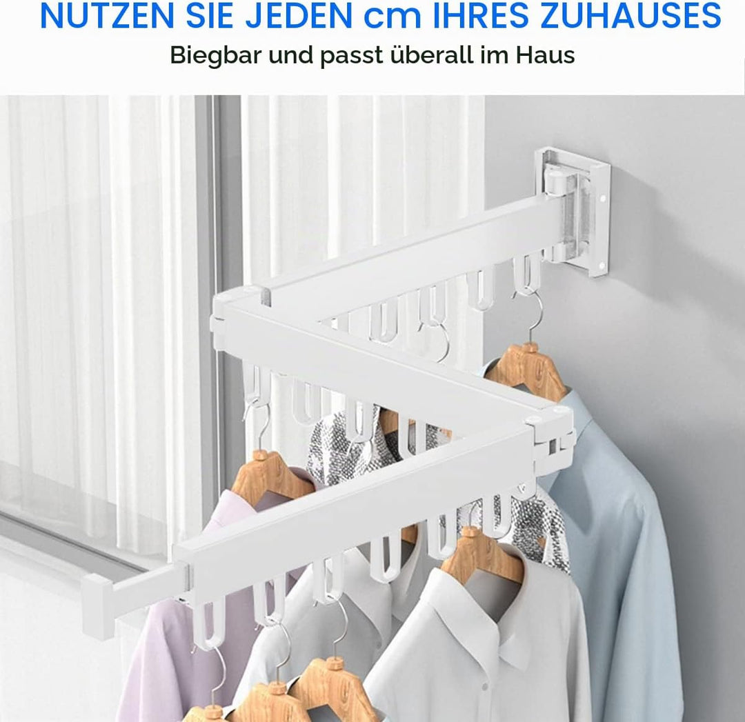 Einziehbarer Kleiderständer, Aluminium, Klappbar, Wandmontage, Wäscheständer mit Handtuchhalter, Kle