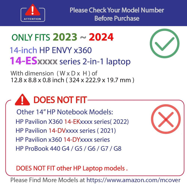 mCover Hartschalen-Schutzhülle, nur kompatibel mit HP Envy x360 14-ES0000 Serie (2023 ~ 2024) (passt