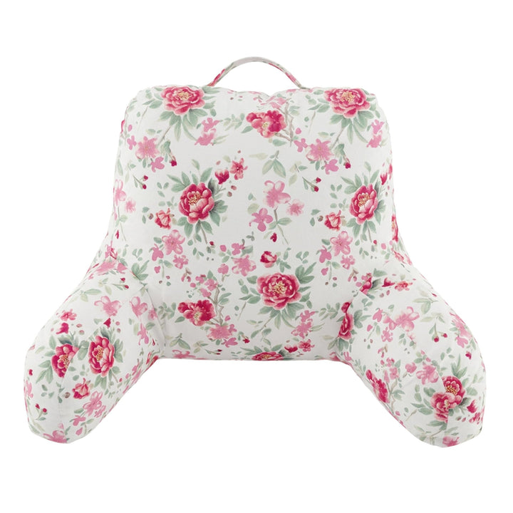 Delindo Lifestyle Lesekissen Bett mit Armlehnen, Rosen Rückenkissen für Erwachsene mit Zwei Seitenta