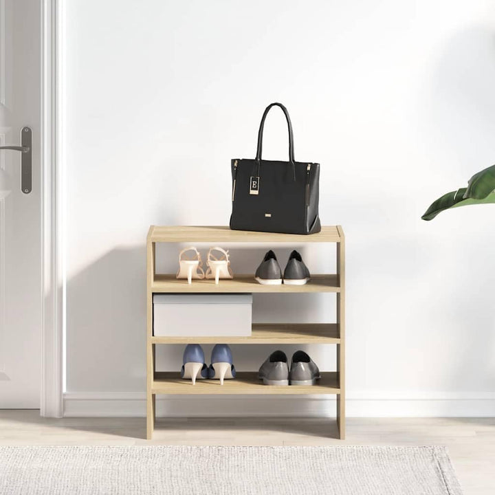 Schuhregal 2er Set Sonoma-Eiche stapelbar und klappbar mit robustem Holzwerkstoff für die Eingangsbe