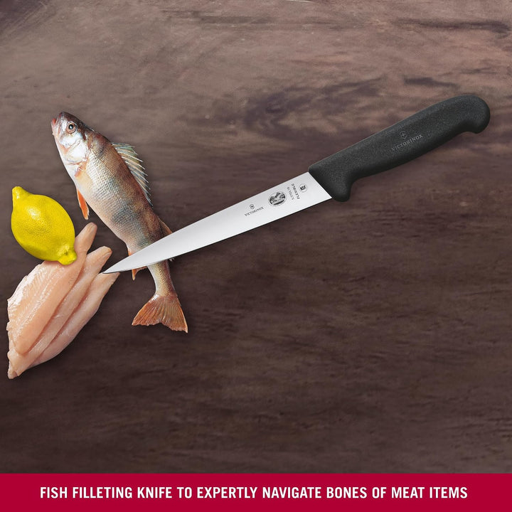 Victorinox, Fibrox, coltello per affettare, 18 cm, lama flessibile, lavabile in lavastoviglie, color