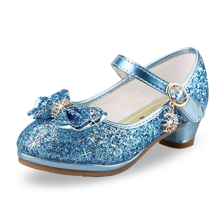 Prinzessin Schuhe Mädchen High Heels Sandalen Mädchen Pailletten Party Pumps Kinder 25 EU Blau, 25 E