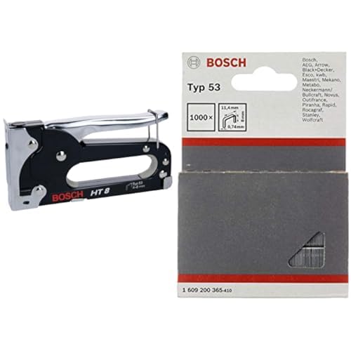 Bosch Professional Handtacker HT 8 (Holz, Klammertyp 53) &amp; 1609200365 1000 Tackerklammern 8/11,4 mm
