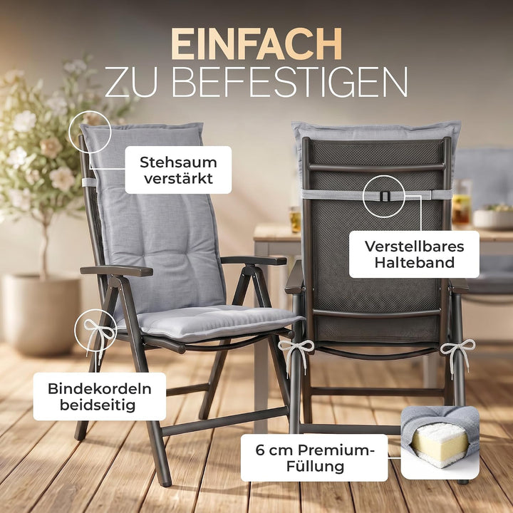 Hochlehner Auflagen, Made in EU, 2er Set, Grau 2-Stück Grau, 2-Stück Grau