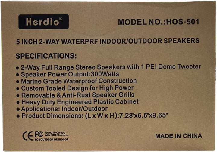 Herdio 5,25 Zoll 200 Watt Wasserdicht Aussenlautsprecher Indoor Outdoor Patio Deck Lautsprecher für