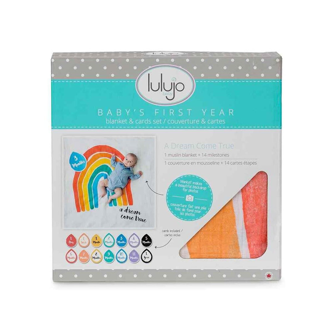 Lulujo Baby erstes Jahr Meilensteindecke und Karten Set A Dream Come True. Ein Traum Wird Wahr, Ein