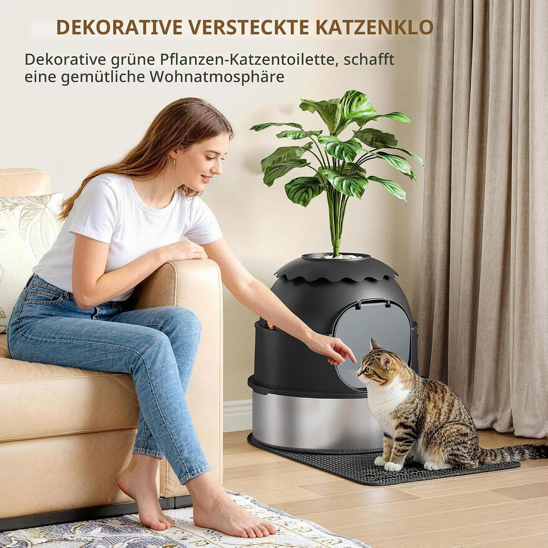 Katzenklo Edelstahl, Katzenklo Blumentopf, Schwarz