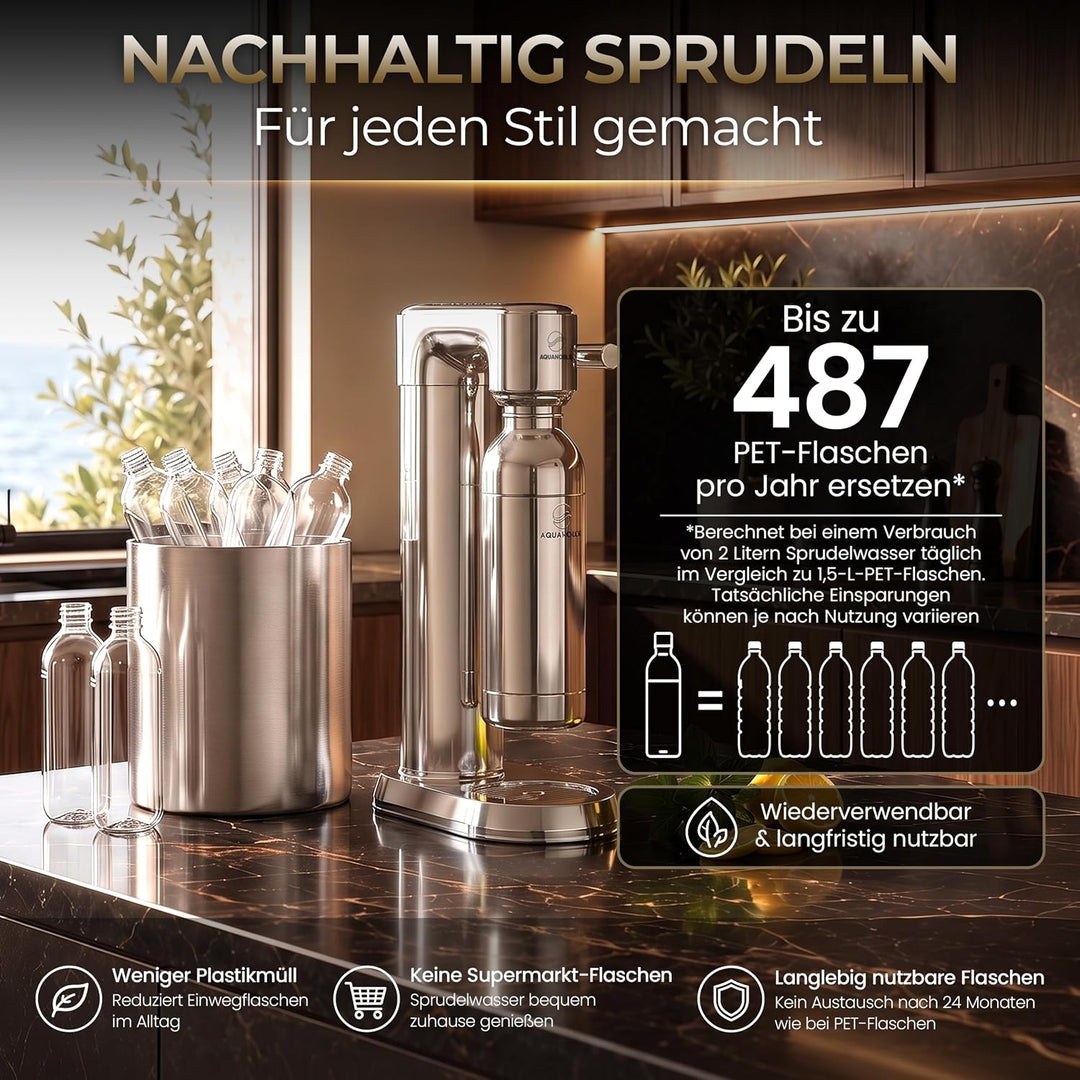 Wassersprudler mit Kohlensäure – CO₂ Soda Sprudler, Sprudelwasser Maschine Prestige Chrome, Prestige