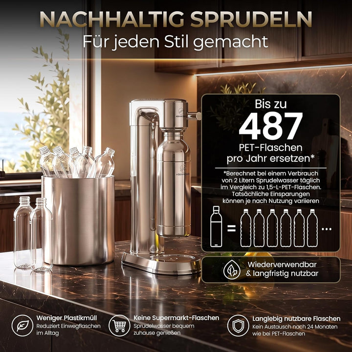 Wassersprudler mit Kohlensäure – CO₂ Soda Sprudler, Sprudelwasser Maschine Prestige Chrome, Prestige