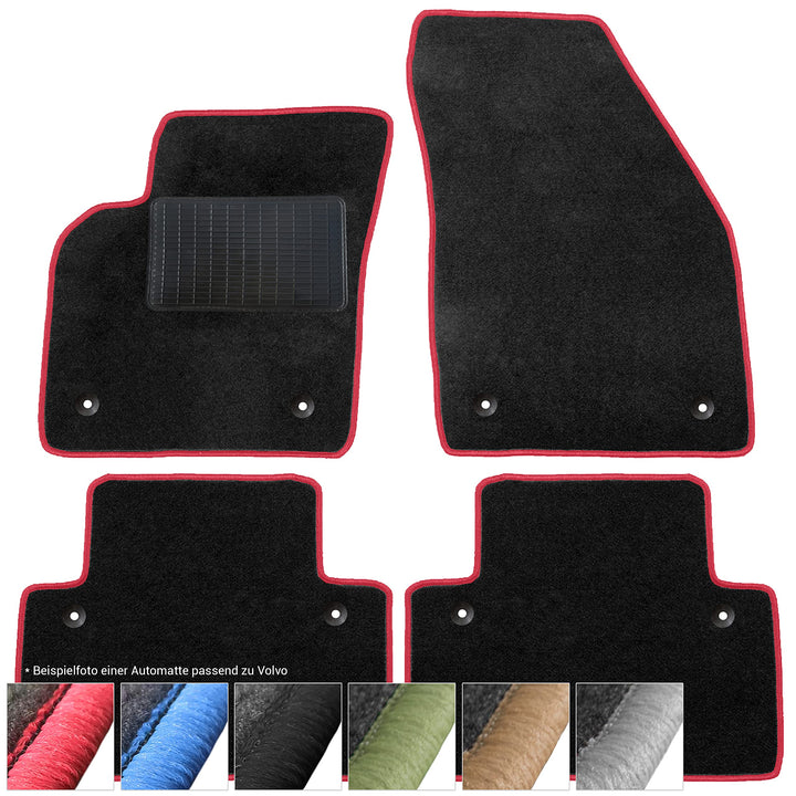 moto-MOLTICO Fussmatten Auto Velours Autoteppiche Schwarz Automatten Set 4-teilig passend für Volvo